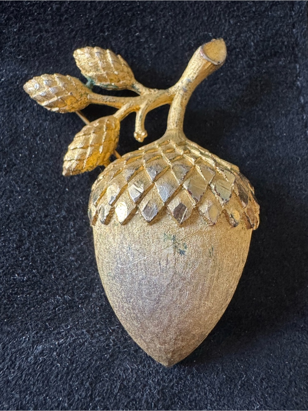 Vintage Mamselle Acorn Brooch Pin Gold Tone Statement Large Faceted Golden